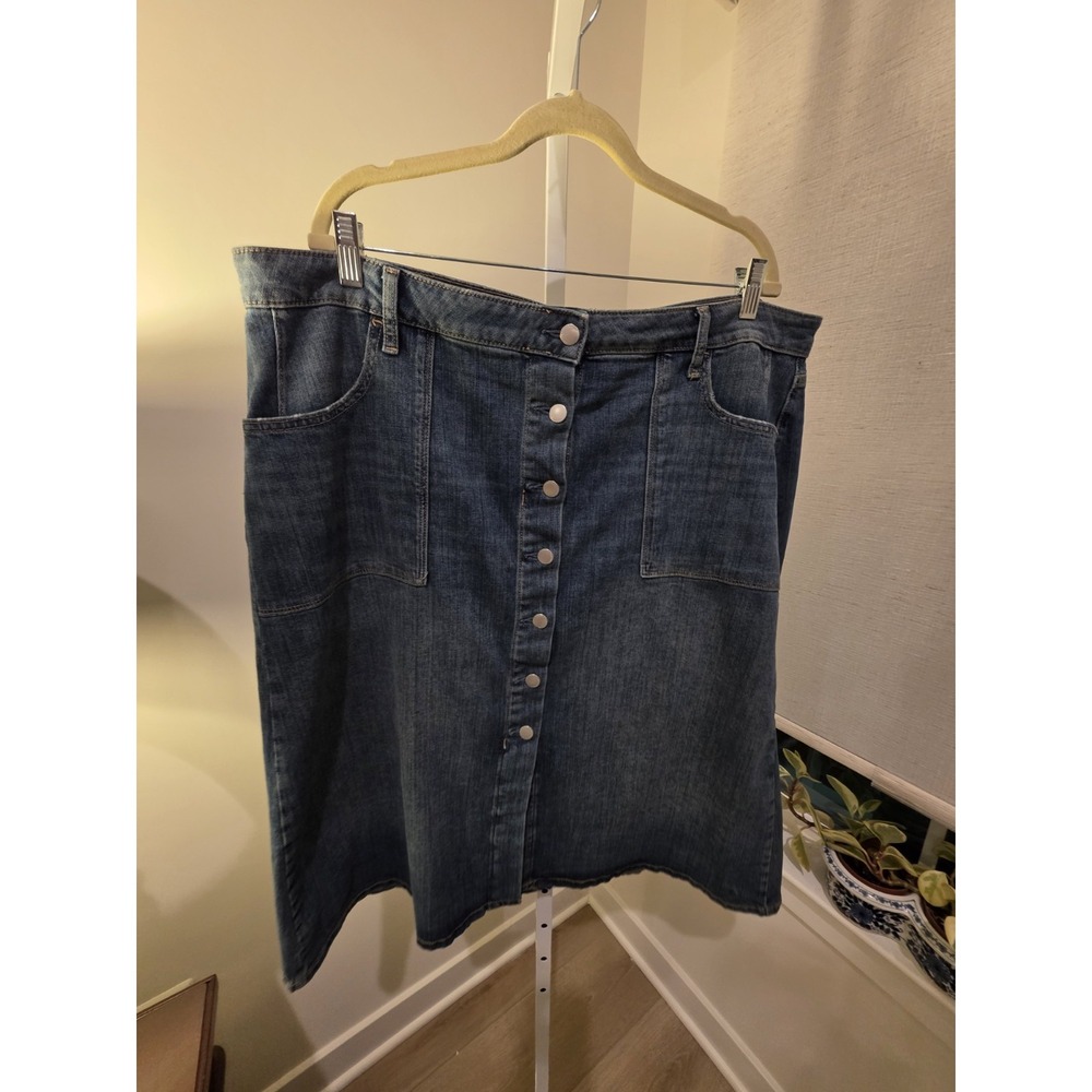 Sonoma Hi Rise Denim Skirt 18W Button Fly Midi Relaxed - Picture 3 of 16